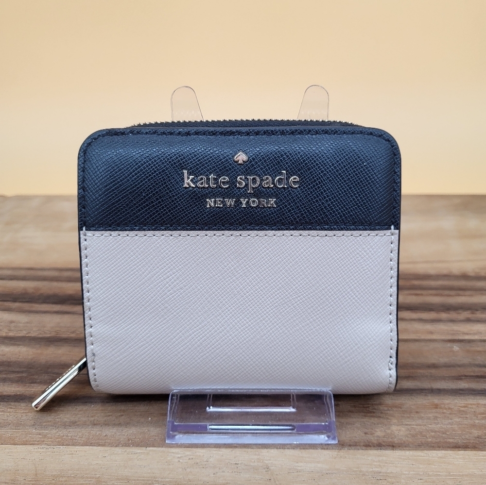 Kate Spade Black and Cream Women's Wallet, EUC